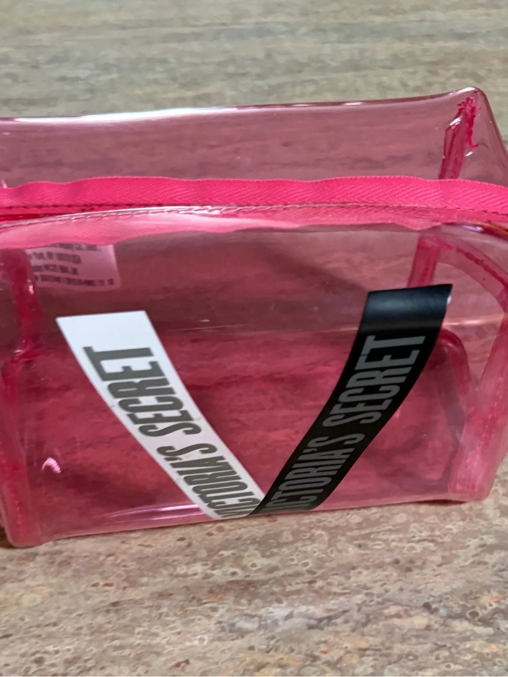 Victoria's Secret Hot Pink Clear Travel Pouch with Logo